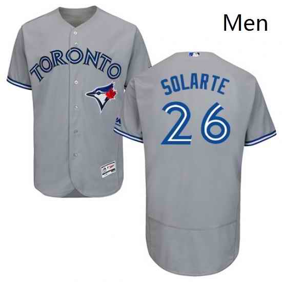 Mens Majestic Toronto Blue Jays 26 Yangervis Solarte Grey Road Flex Base Authentic Collection MLB Jersey